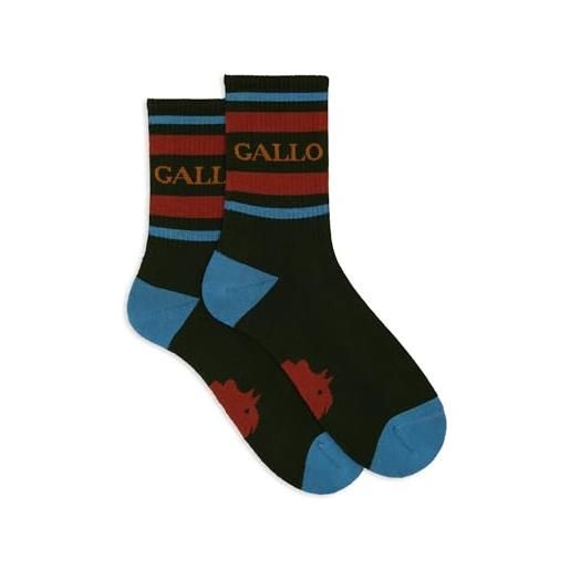 Gallo calze corte unisex spugna di verde con righe e scritta