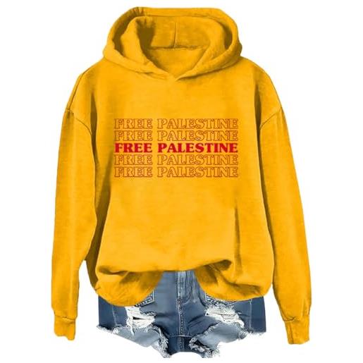 Generic free palestine felpa, camicia palestina libera, stampa divertente camicie donna uomo, giallo-1. , xxl