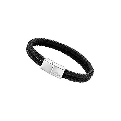 Bracciale Uomo In Pelle Lotus Style LS2141-2/4 – Collezione Basic, Con Zirconia Blu E Accenti In Argento