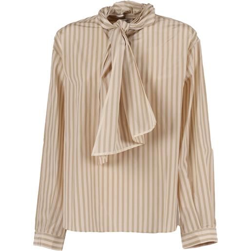 FORTE FORTE camicia con fiocco removibile riga taffetas chic