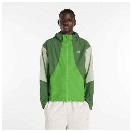 New Balance uomo better run waterproof jacket in verde, politessuto, taglia l