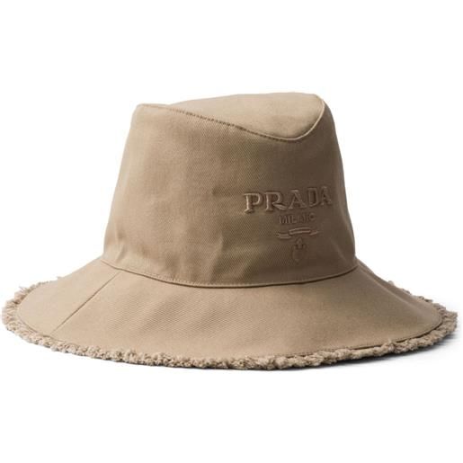 Prada cappello bucket con ricamo - toni neutri