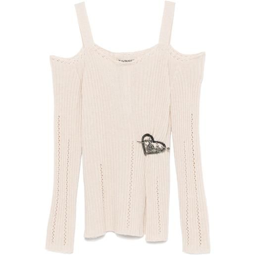 TWINSET top con spilla - marrone