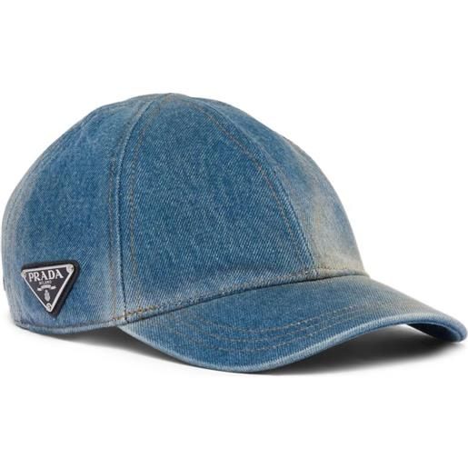 Prada cappello da baseball denim - blu