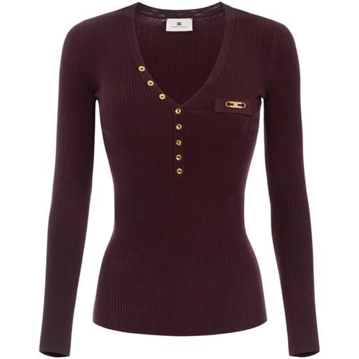 Elisabetta Franchi maglia donna a costine slim fit vinaccia 40,44