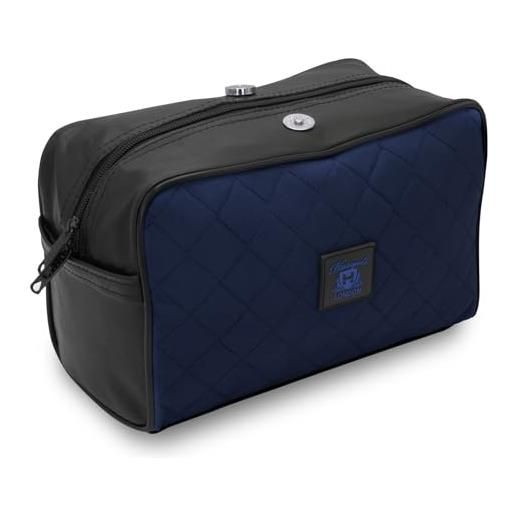 Haryali London borsa da toilette in pelle resistente all'acqua per gli uomini grande borsa da viaggio da viaggio kit dopp bagno palestra articoli da toeletta organizer trucco, blu, beauty case
