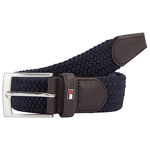 Tommy Hilfiger uomo cintura new adan belt 3.5 cintura in tessuto, nero (black), 110 cm