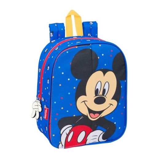 safta mickey mouse good day - zaino asilo adattabile al carrello, facile da pulire, ideale per bambini di diverse età, comodo e versatile, qualità e resistenza, 22 x 10 x 27 cm, blu, m, casual