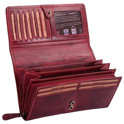AVANCO portafoglio da donna xxl in pelle con protezione rfid 22 (06a) da donna, ciliegia, classico