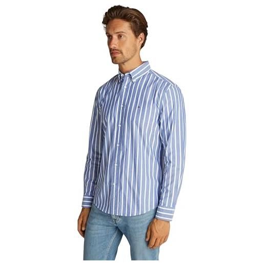 Tommy Hilfiger uomo camicia flex poplin nautical in cotone, multicolore (wedge blue/optic white), xxl