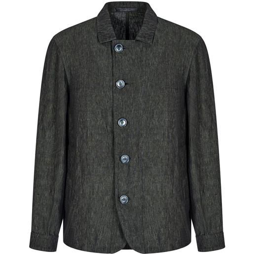 Giorgio Armani giacca-camicia in lino - verde