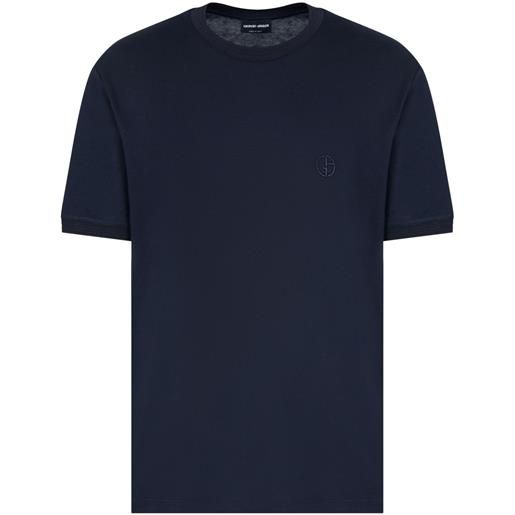 Giorgio Armani t-shirt con logo ricamato - blu