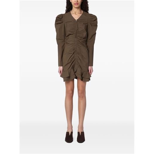 MARANT ÉTOILE abito corto briali con ruches - marrone