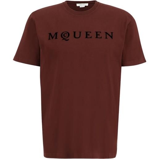 Alexander McQueen t-shirt madder con logo floccato - marrone