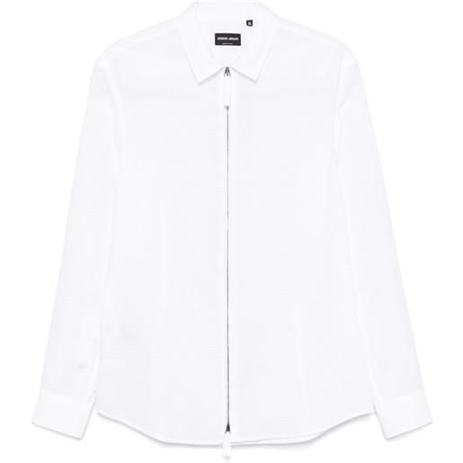 Giorgio Armani camicia con trama seersucker - bianco
