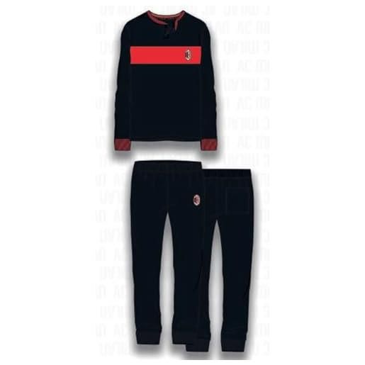 hermet pigiama milan serafino interlock per bambini, nero e rosso, 8-9 anni