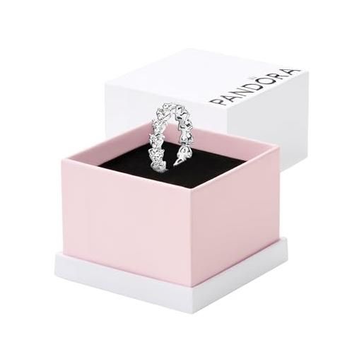 PANDORA timeless anello con cuori in argento sterling con zirconia cubica trasparente, 54