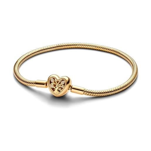 PANDORA 563516c01 - bracciale da donna con albero di famiglia, colore: oro, 17 cm, argento sterling, zirconia cubica