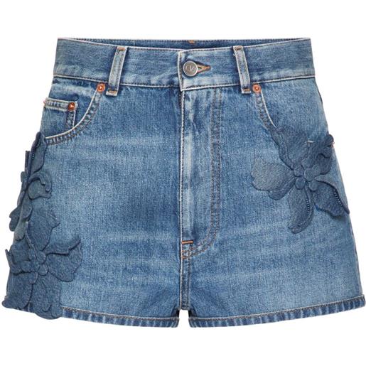 Valentino Garavani shorts denim con ricamo - blu