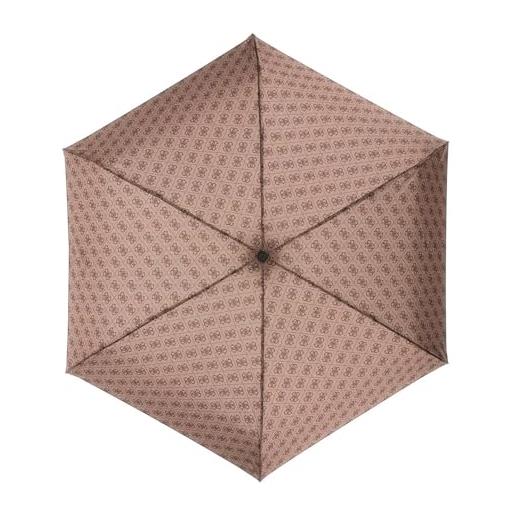 GUESS ombrello mini open-close umbrella latte logo marrone chiaro