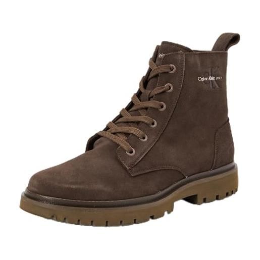 Calvin Klein uomo stivali mezza gamba eva boot mid lace up iconic con lacci, nero (triple black), 45