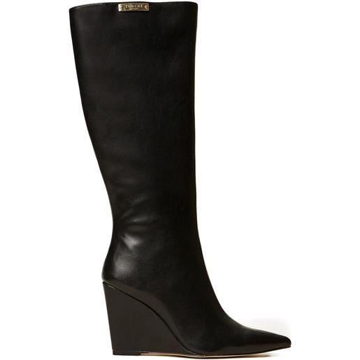 TWINSET stivali con placca logo 100mm - nero