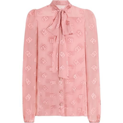 Dolce & Gabbana camicia dna con logo devoré - rosa