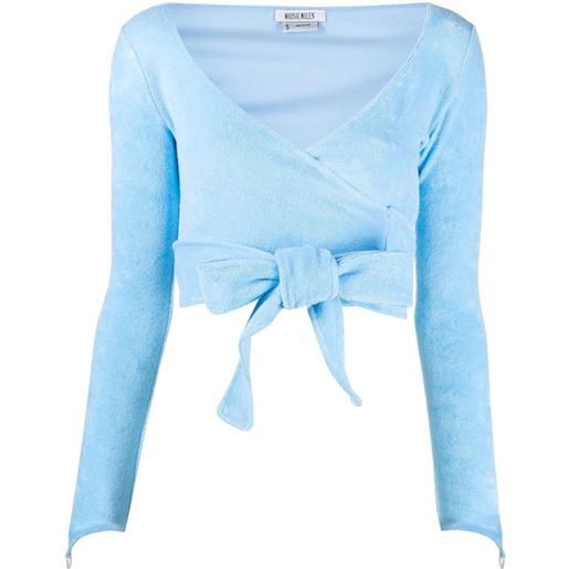 Maisie Wilen top a portafoglio crop - blu