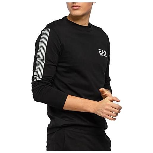 Emporio Armani maglietta uomo ea7, t-shirt manica lunga, girocollo (nero, xl)