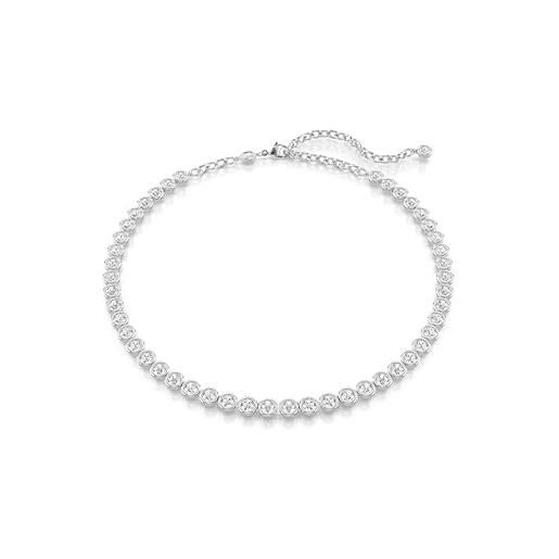 Swarovski collana imber tennis, taglio round, bianca, placcato rodio
