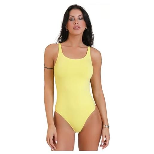 FGM04 donna - body modellante donna, xs-s/m-l, 90% poliammide 10% elastan, senza cuciture (lemon verbena, m-l)