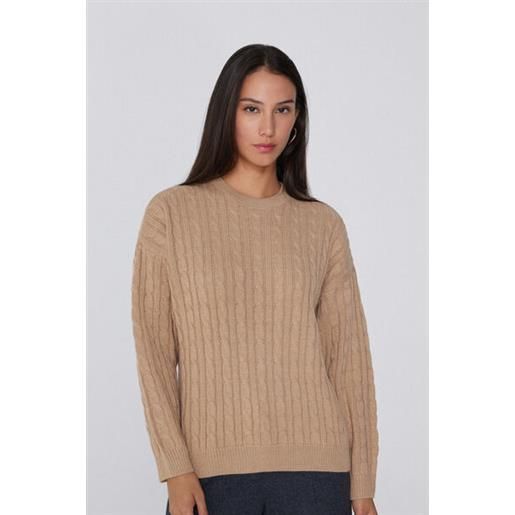 Tezenis maglioncino maniche lunghe girocollo trecce donna marrone