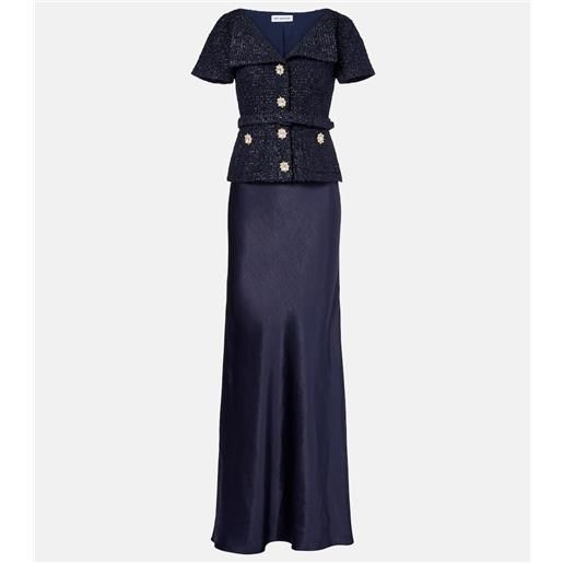 Self-Portrait abito lungo in bouclã© e raso