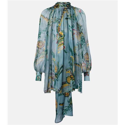 Etro top in seta con stampa e ruches