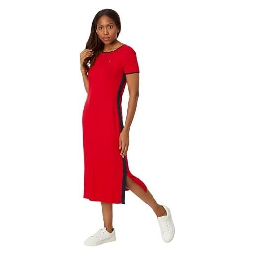 Tommy Hilfiger short sleeve soft everyday sport dress vestito casual, scarlatto, l (pacco da 5) donna