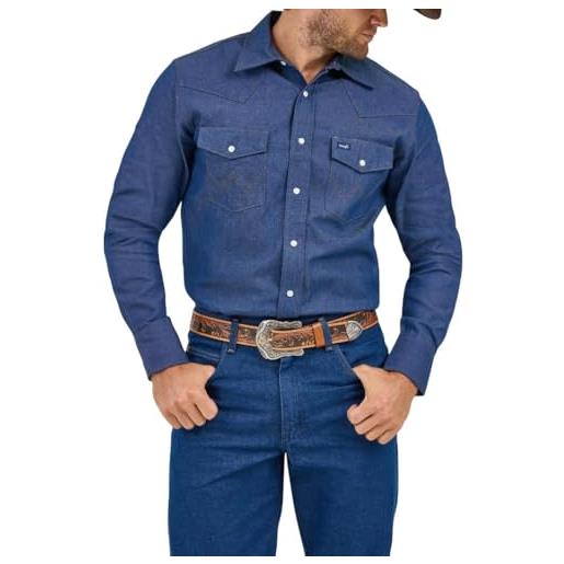Wrangler Firm Finish Camicia Da Lavoro Western Uomo: Rawhide, Cotone Twill, Taglie Forti XXL Alto - 3