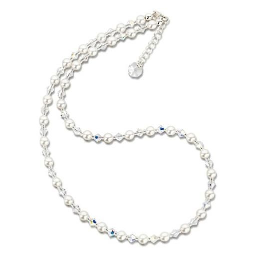 Schöner-SD, collana di perle con scintillanti cristalli swarovski e chiusura in argento sterling 925