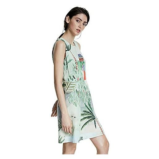 Desigual vest_ovens vestito, verde (verde mar 4017), 46 (taglia produttore: 40) donna