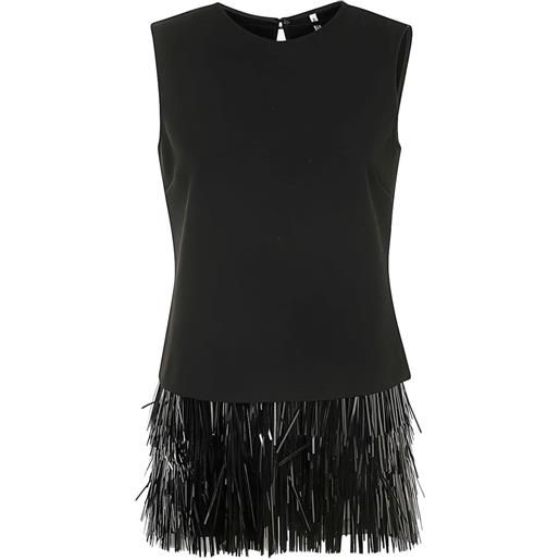 Liviana Conti blusa smanicata con frange - nero