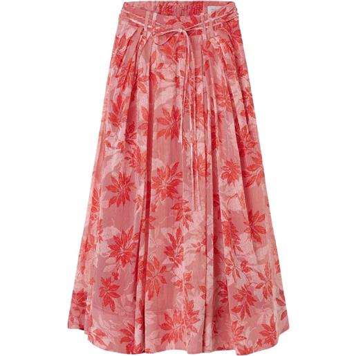 Lee Mathews gonna lunga meredith a fiori - rosso