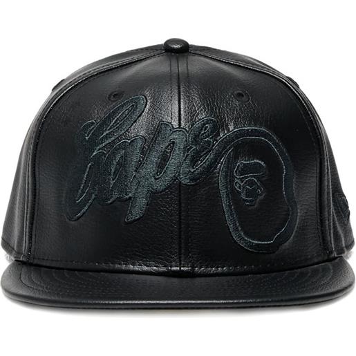 A BATHING APE® x new era cappello da baseball in pelle con ricamo - nero
