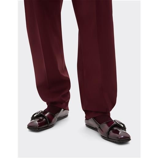 Ferrari ballerina in pelle con fibbia - male slipper e sandali mogano 45