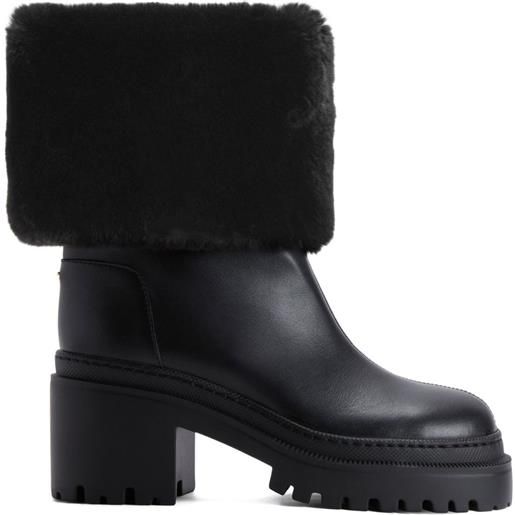 Giuseppe Zanotti stivali mairi con bordo in pelliccia - nero