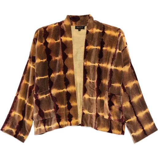 YAVI giacca con fantasia tie dye - marrone