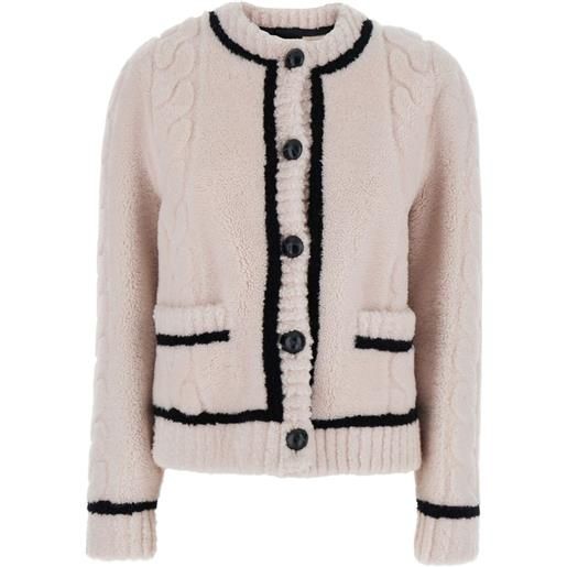 Blancha cardigan girocollo in maglia - rosa