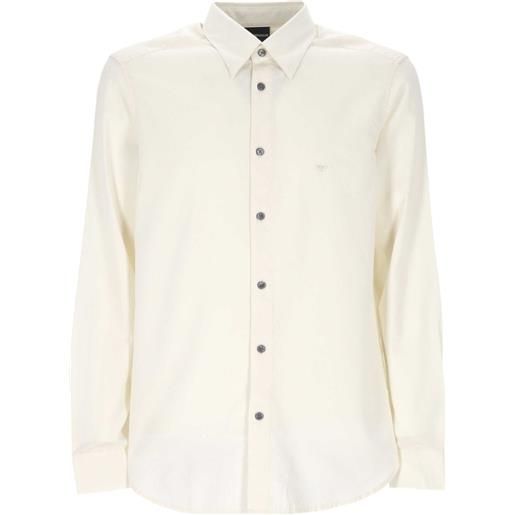 Emporio Armani camicia a maniche lunghe con ricamo - bianco