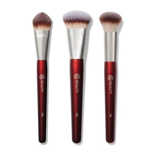 Bk beauty core complexion trio - set di 3 pennelli per fondotinta, correttore e miscelazione, per liquidi, crema e polvere, vegani, cruelty-free, ultra morbidi
