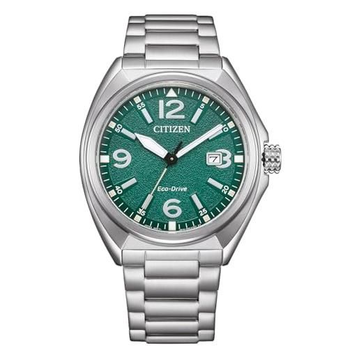 Citizen eco-drive orologio solare da uomo con diametro di 40 mm e data, in diverse varianti, argento, bracciale