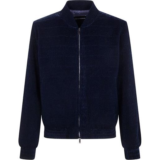 Emporio Armani bomber a coste con zip - blu