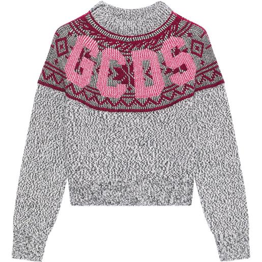 GCDS maglione con logo a intarsi - grigio